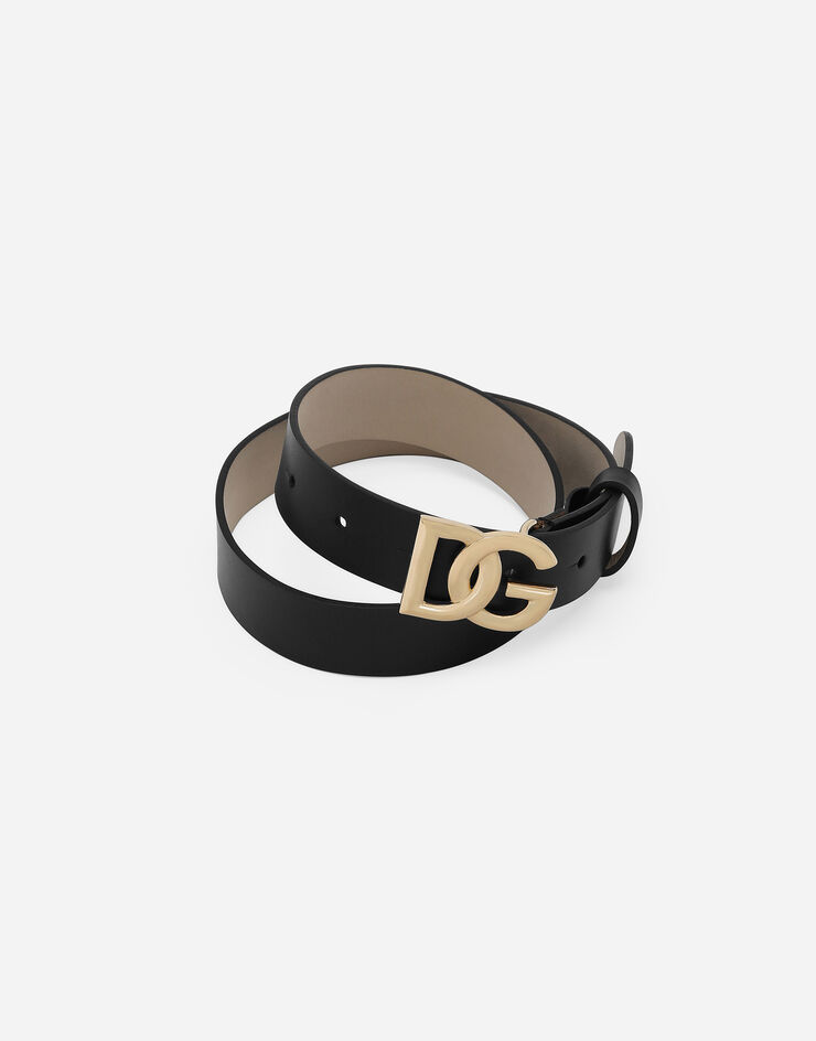 Dolce & Gabbana Calfskin belt with DG logo Black EE0068A1065