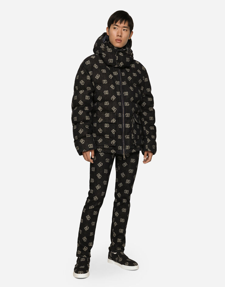 Dolce & Gabbana Quilted jacquard jacket with DG Monogram design Blue G9ZR9TFJFAT