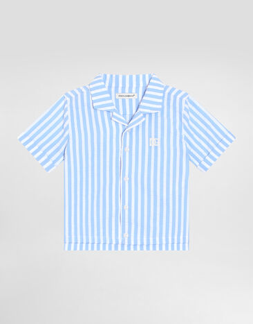 Dolce & Gabbana Striped seersucker shirt with DG logo White L1JTIEG7N8T