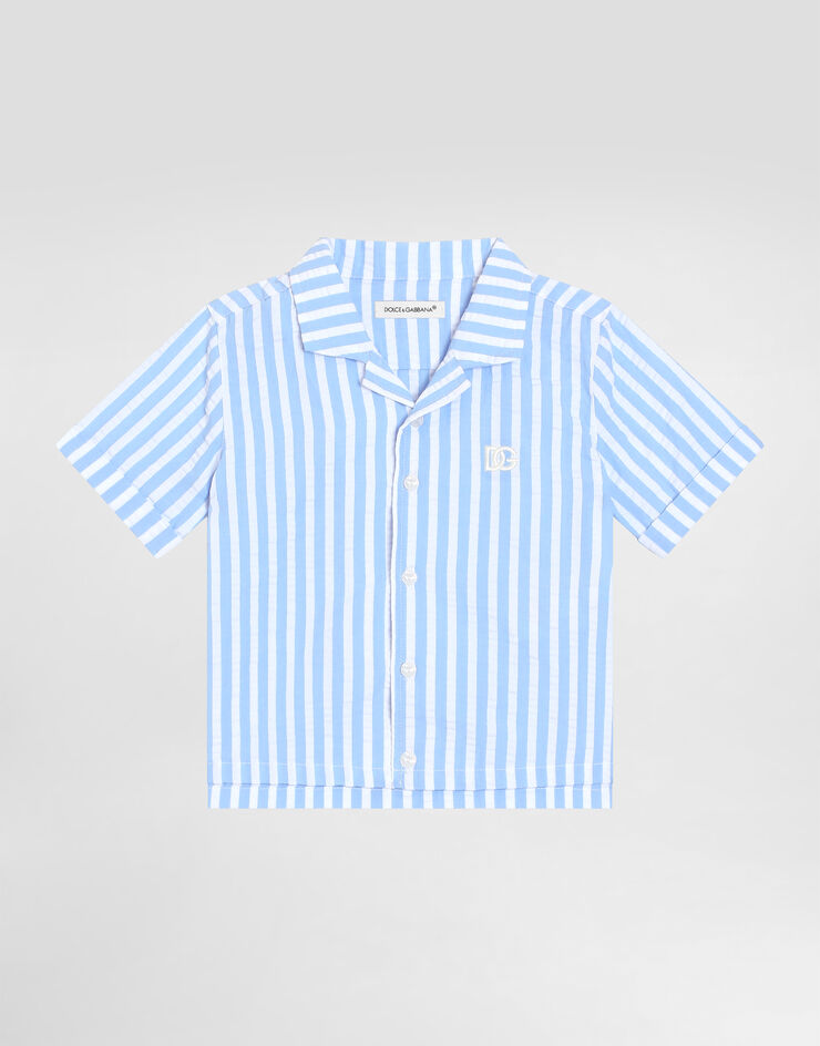Dolce & Gabbana DG 徽标条纹泡泡纱衬衫 Azure L14S27FR50R