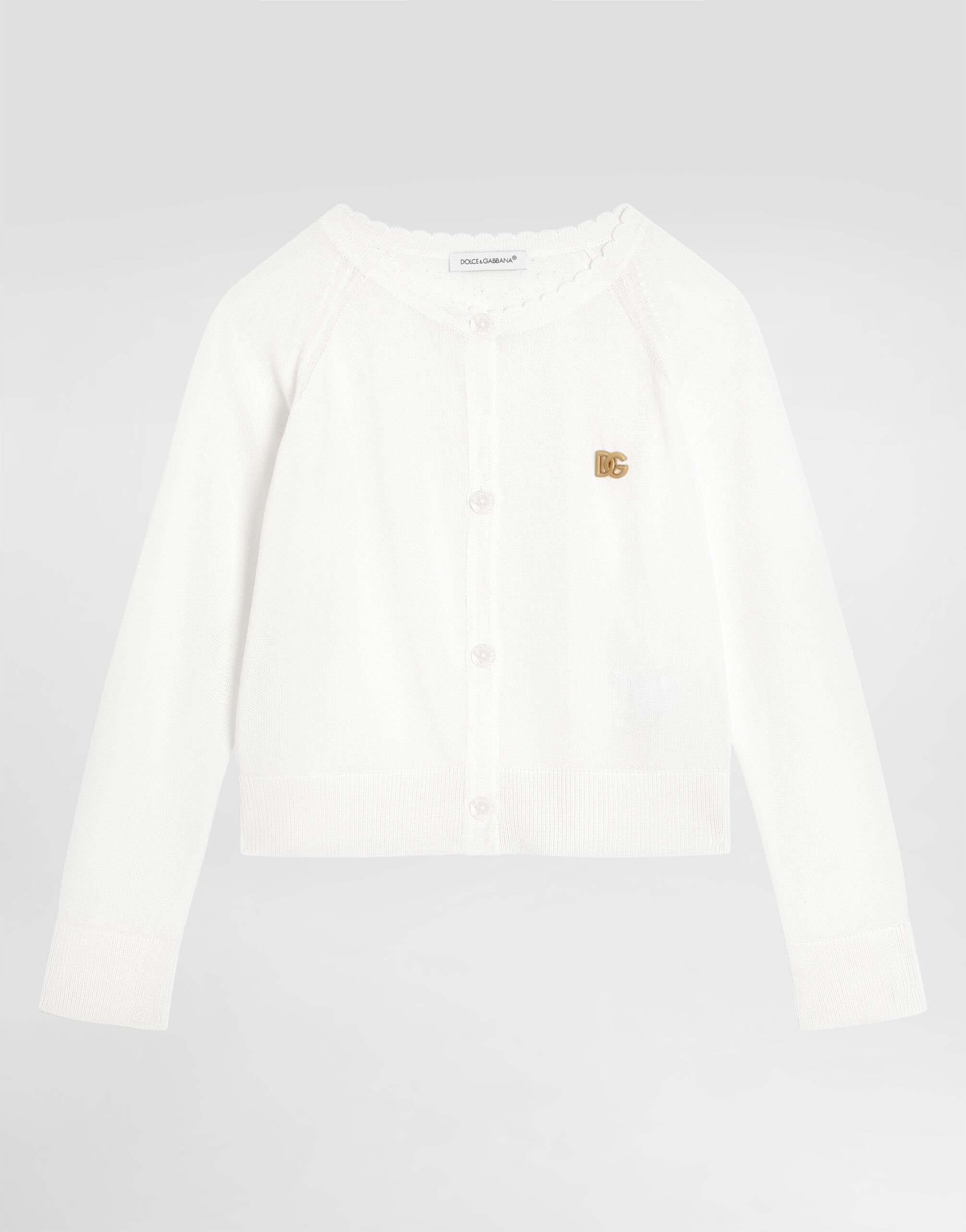 【VIP価格】DOLCE & GABBANA White Long Sleeve Cardigan Sweaters, Cardigans, and Sweatshirts for Girls | DG®