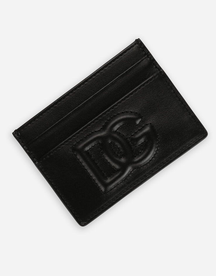 Dolce & Gabbana Porte-cartes Logo DG en cuir de veau Noir BI0330AG081