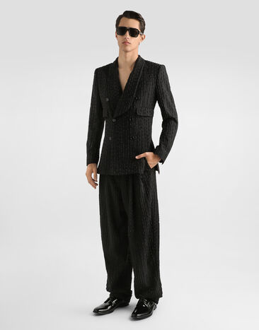 Dolce & Gabbana Virgin wool trousers with embroidery Multicolor GP1R2ZGK102