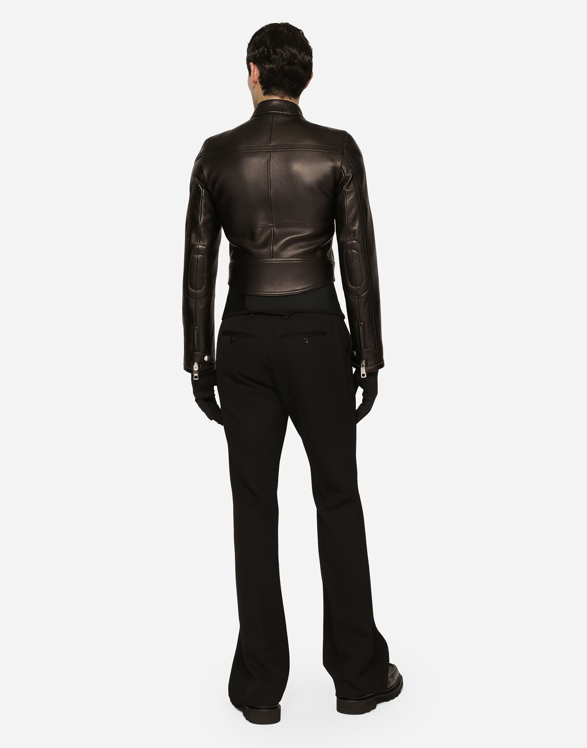 ブラックのメンズ ナッパレザー バイカージャケット