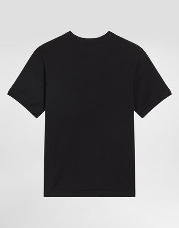 Dolce & Gabbana DGエンブロイダリー ジャージー ヘンリーネック Tシャツ   Blue L4JTJAG7PEW