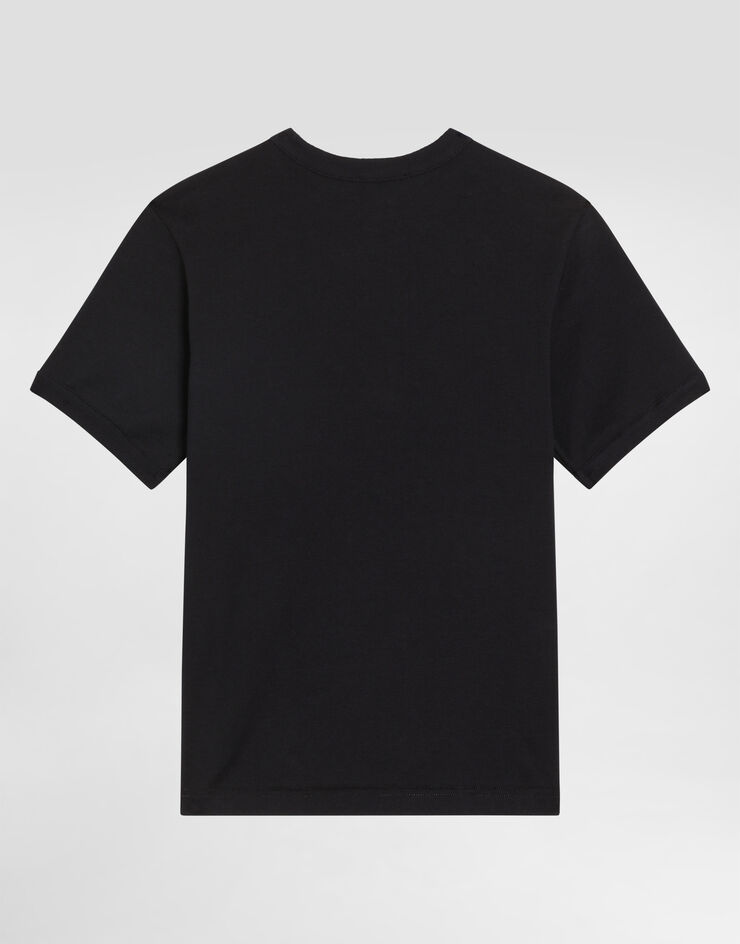 Dolce & Gabbana DGエンブロイダリー ジャージー ヘンリーネック Tシャツ   Blue L4JTJAG7PEW