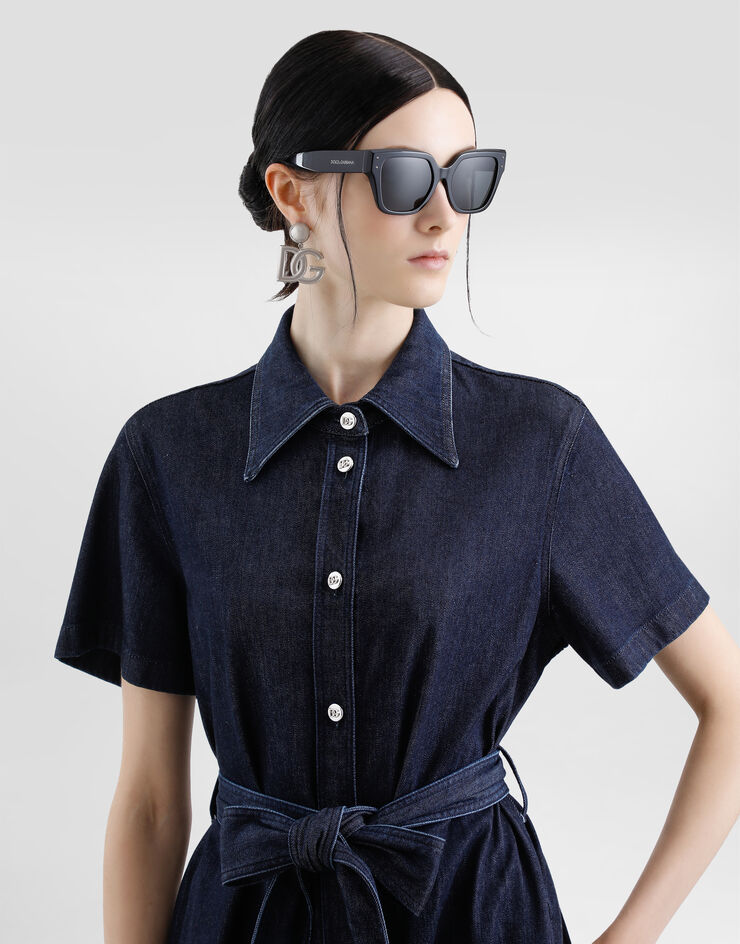 Dolce & Gabbana Abito chemisier in denim di seta Multicolore F6TMBDG8MR3