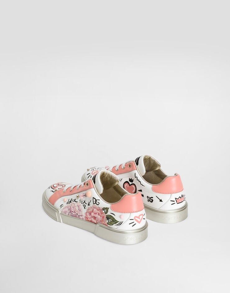 Dolce & Gabbana Portofino light calfskin sneakers with embroidery Multicolor D11390AZ260