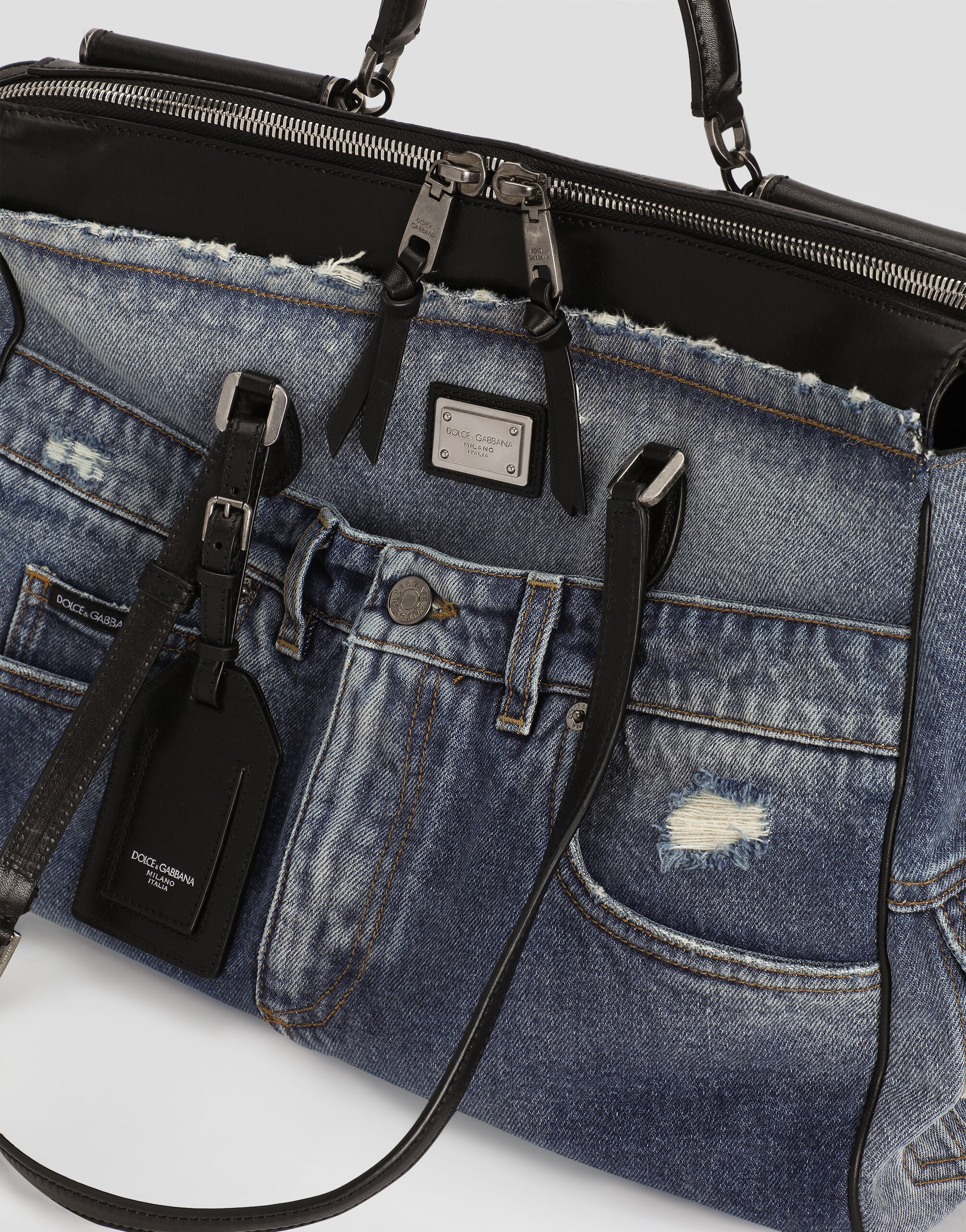 Blueのメンズ ヴィットリア デニム パッチワーク ハンドバッグ
