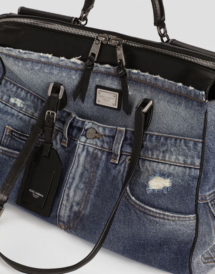 Dolce & Gabbana Vittoria handbag in denim patchwork Blue BM7825AY768