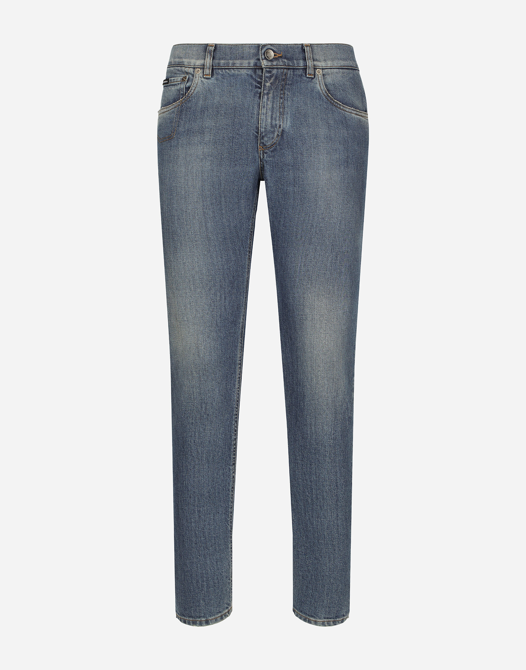 Dolce & Gabbana Slim-fit stretch blue denim jeans Print GYK0ADG8KD2