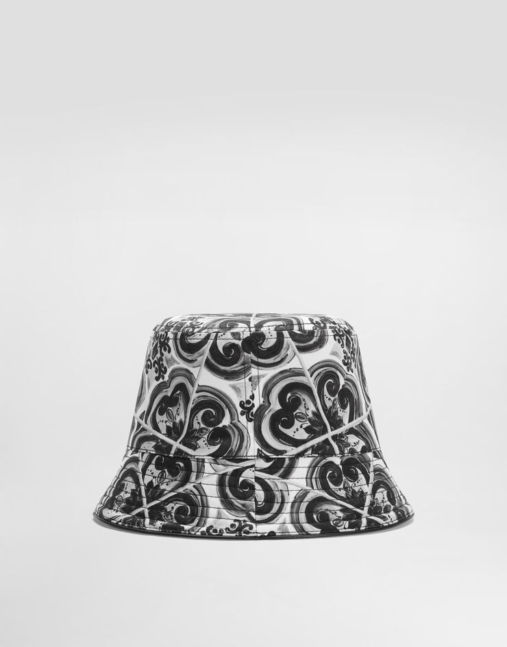 Dolce & Gabbana Sombrero de pescador de dril con estampado de mayólica Multicolor GH731AFSFNU