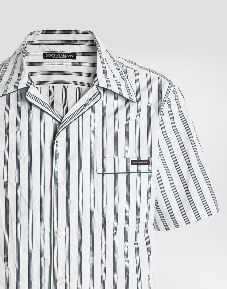Dolce & Gabbana Crinkled striped poplin hawaii shirt Multicolor G5KS3TFRMD9