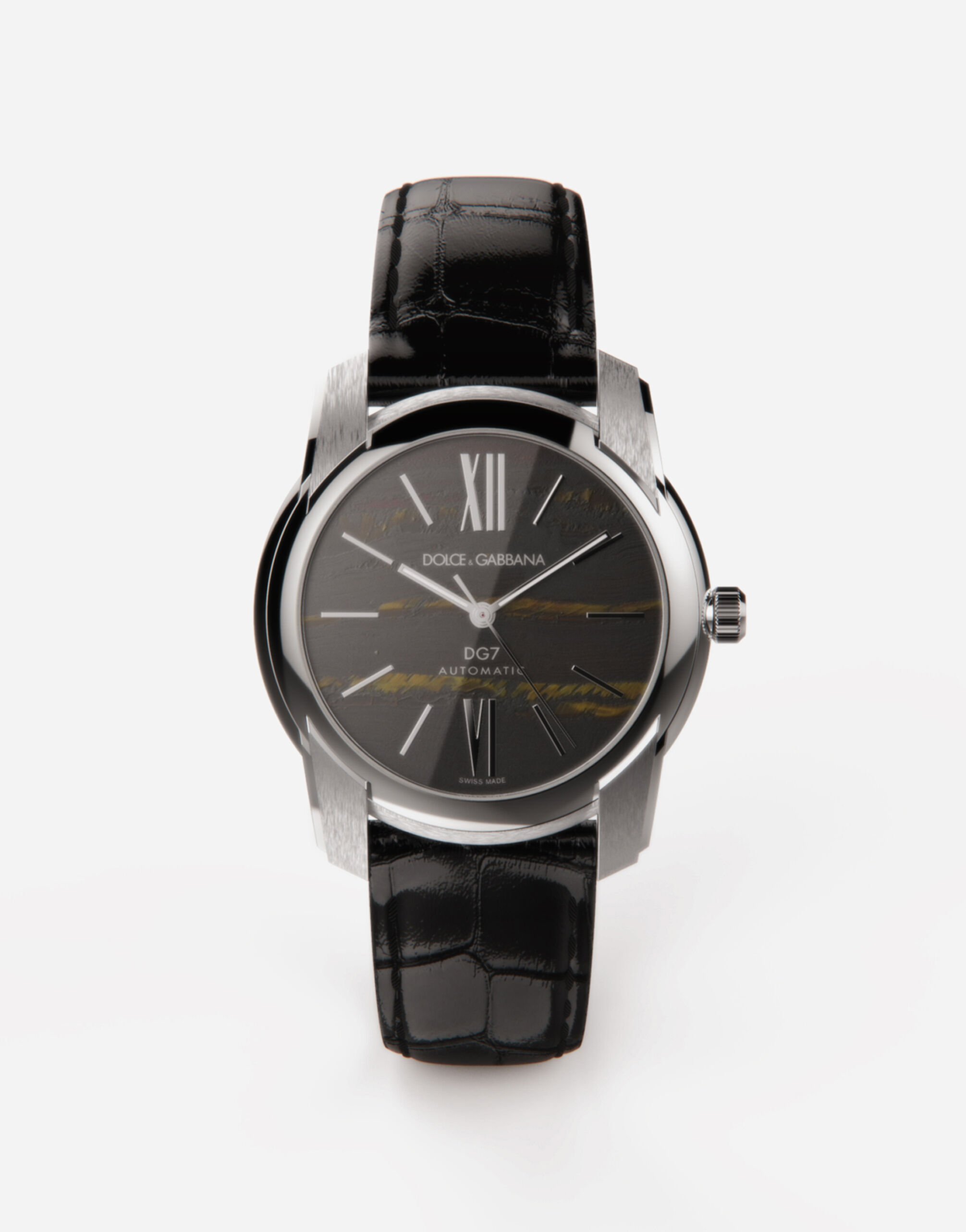 Steel and tiger s eye watch in BLACK for Men Dolce Gabbana
