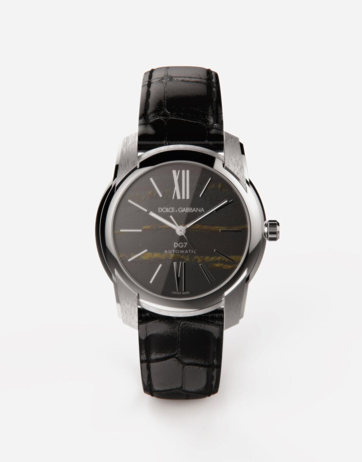 Dolce & Gabbana ساعة من الفولاذ مرصعة بحجر عين النمر أسود WWFE1SWW060