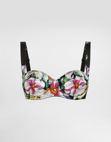 Dolce & Gabbana Satin balconette bra with floral print Pale Pink O1B12TON06G