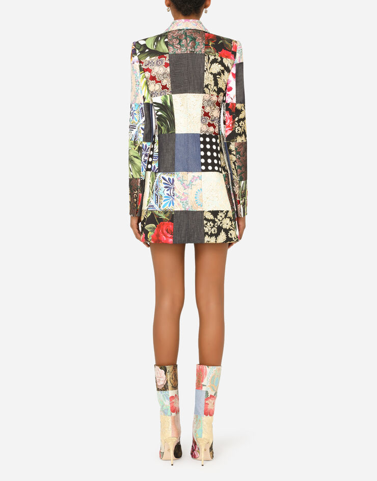 Dolce & Gabbana Double-breasted patchwork jacquard blazer AZUL F29JFTGDX77