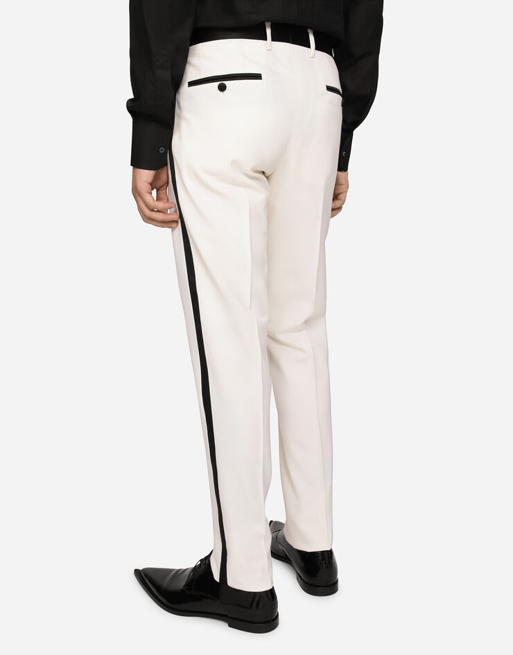 Dolce & Gabbana Stretch wool tuxedo pants White GYA5MTFUBE7