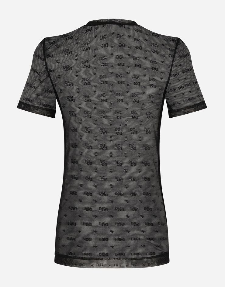 Dolce & Gabbana Jacquard tulle T-shirt Black O7C23TFLUAP