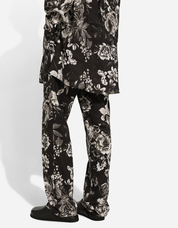 Dolce & Gabbana Classic linen pants with floral print Print GP0D6TFS4HS