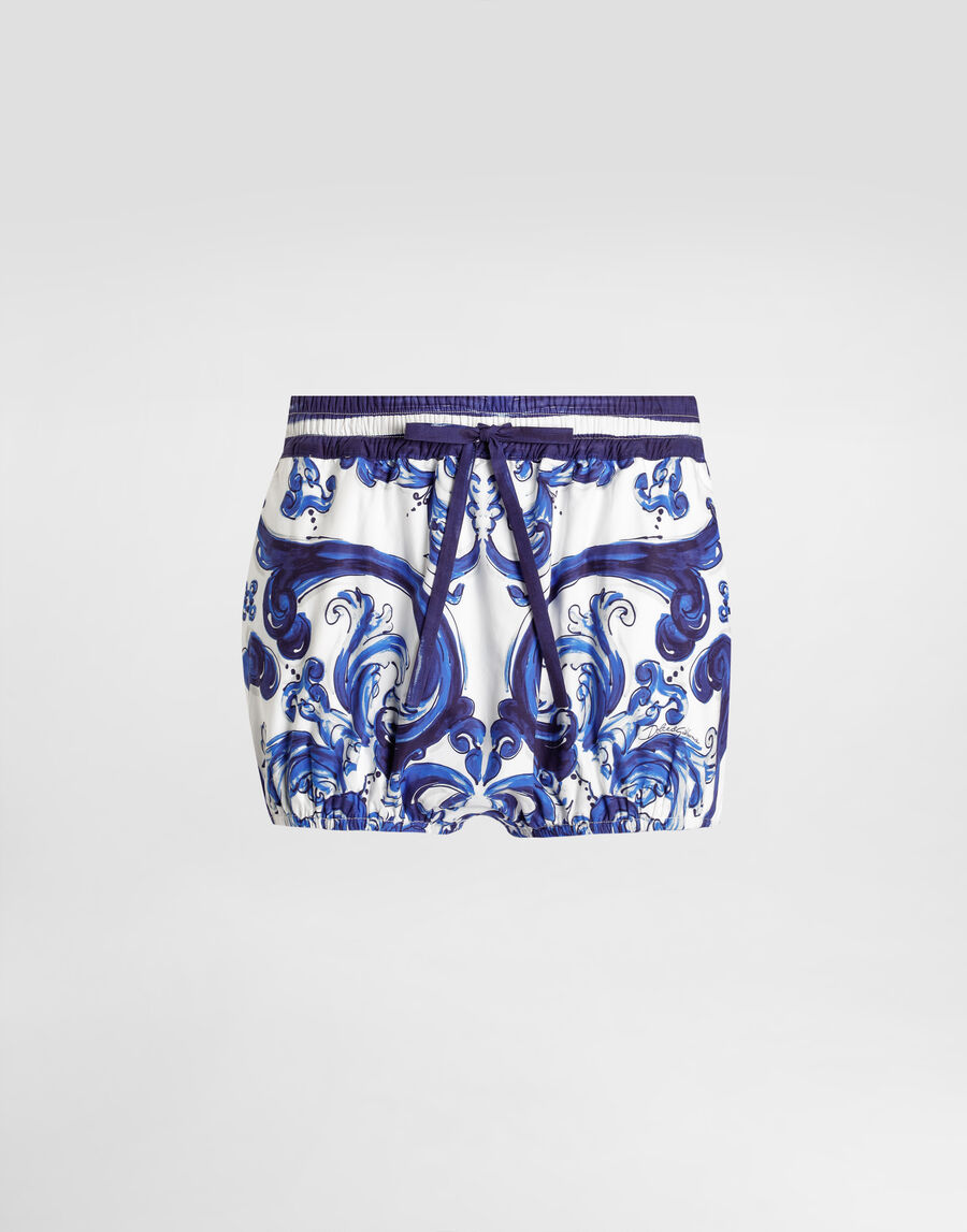 Majolica-print poplin shorts