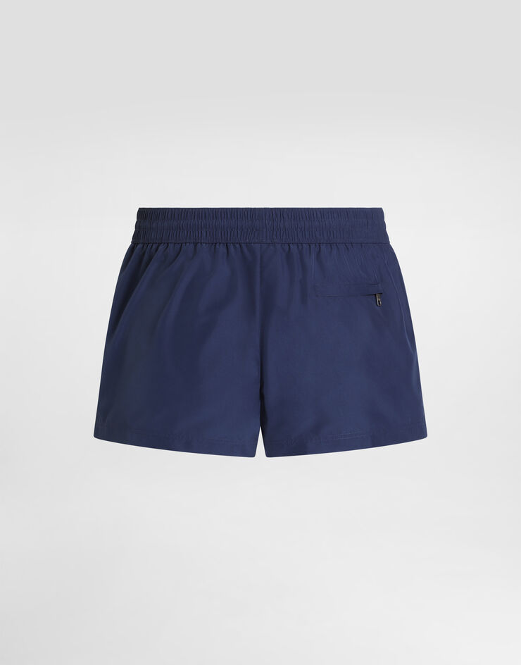 Dolce & Gabbana شورت بوكسر سباحة من قماش كانفاس Blue M4F62TON0DK