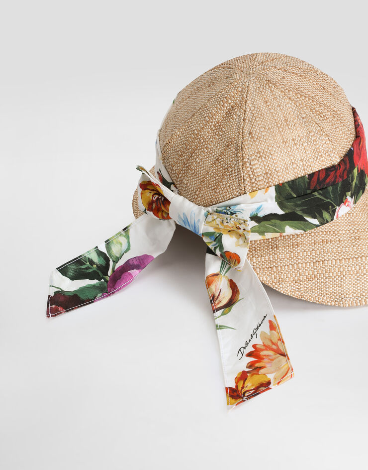 Dolce & Gabbana قبعة رافية بطبعة زهور وحافة أمامية وشعار DG متعدد الألوان LB5H67G7PFK
