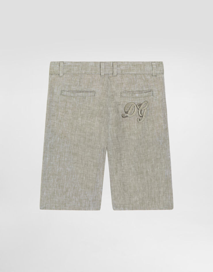 Dolce & Gabbana Linen bermuda shorts Green L44Q00FU4LG