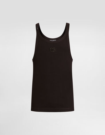 Dolce & Gabbana Ribbed tank top Brown G8SV9ZFU7AV