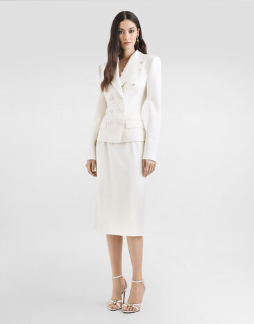 Dolce & Gabbana Bi-stretch twill pencil skirt White F4CJGTFUBGC