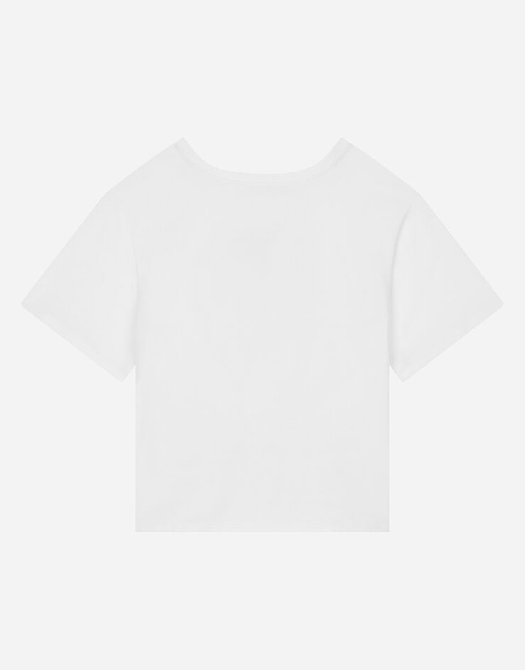 Dolce&Gabbana Jersey T-shirt with Carretto-design DG patch and knot detail White L5JTLPG7J9S