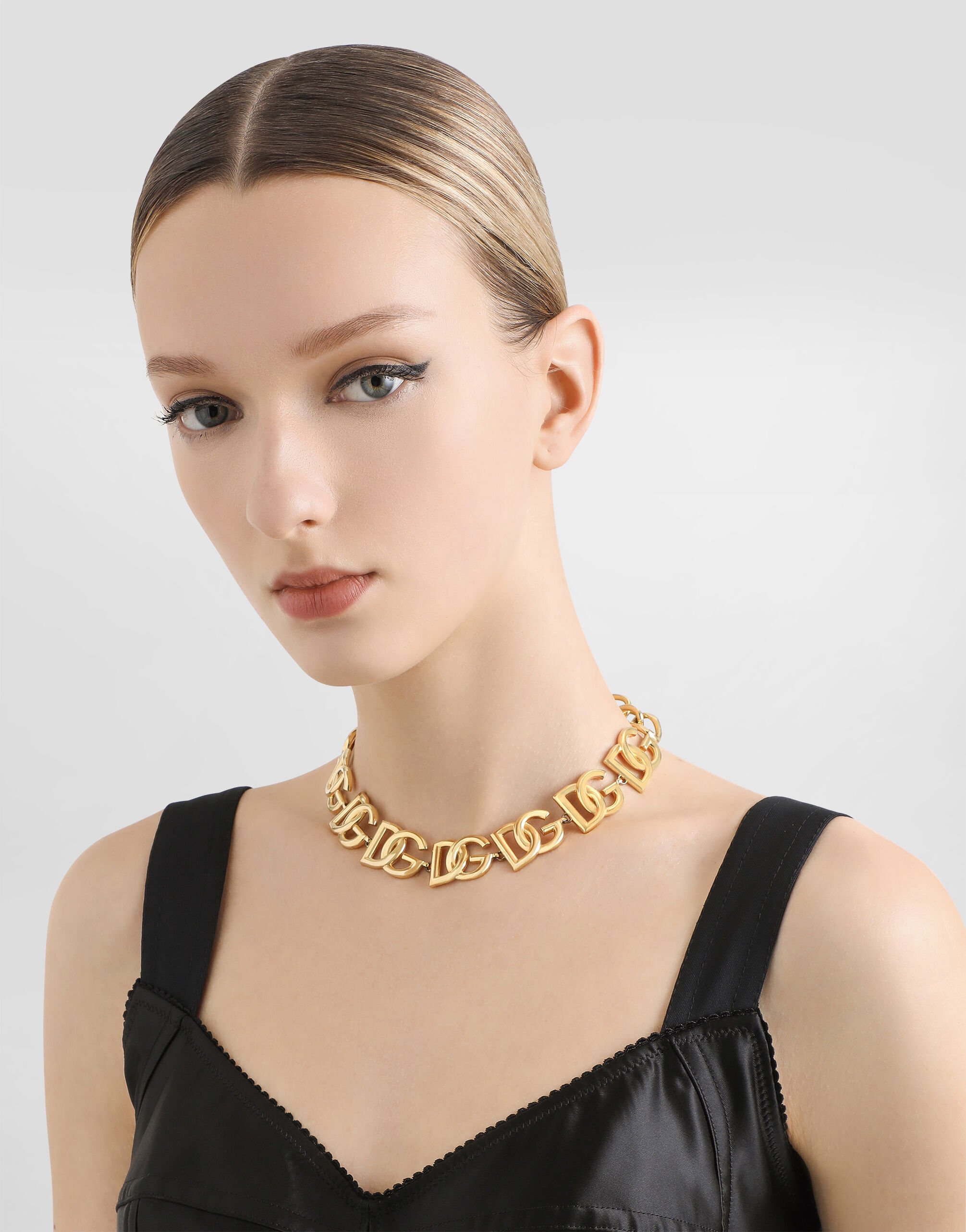 Choker with multiple DG logos in Gold for Women