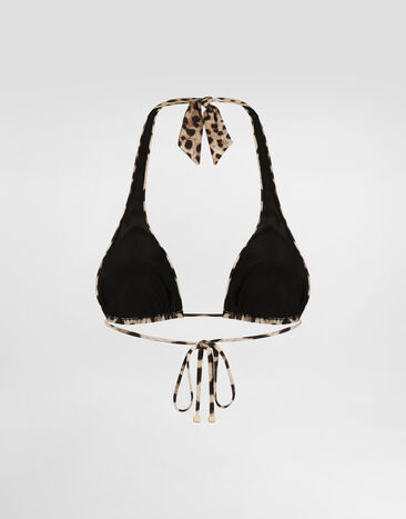Dolce & Gabbana Leopard-print padded triangle bikini top Multicolor O1A01JONO11
