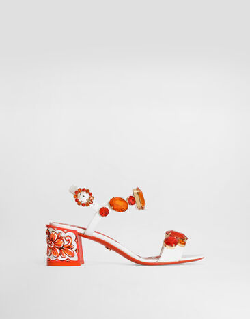 Dolce & Gabbana Patent leather sandals with embroidery Multicolor CR1733AT848
