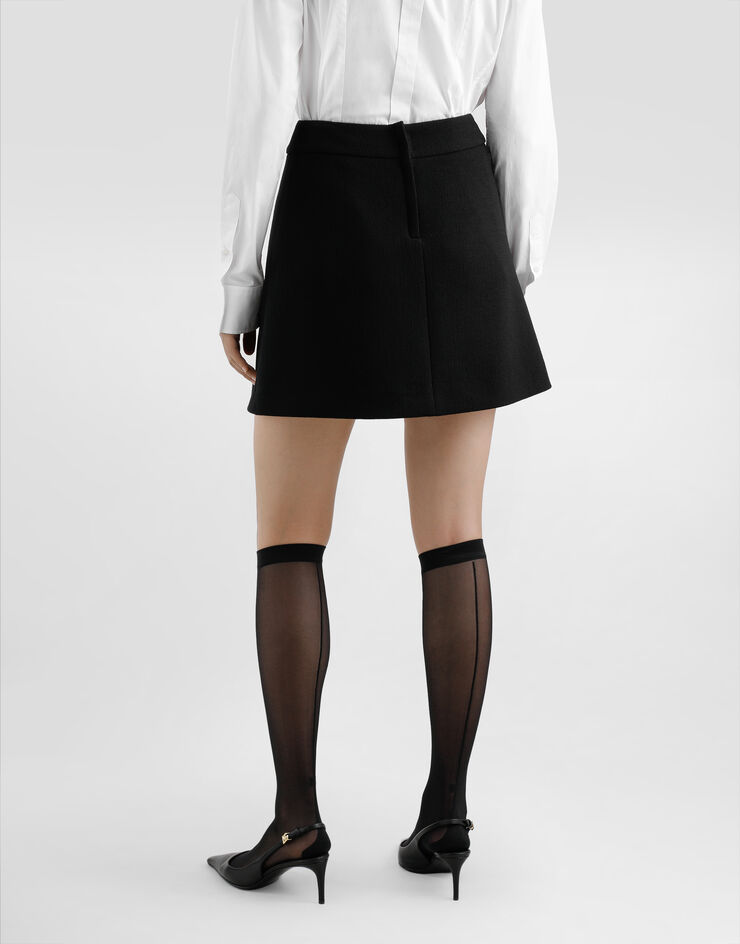 Dolce & Gabbana A-Linien-Minirock aus Wollkrepp Schwarz F4CYTTFU2TZ
