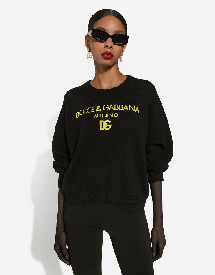 Dolce & Gabbana Dolce&Gabbana 로고 캐시미어 스웨터 블랙 FXW03TJAWX1
