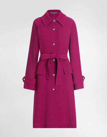 Dolce & Gabbana Single-breasted wool crepe coat with belt Beige F0W3STHUMVM