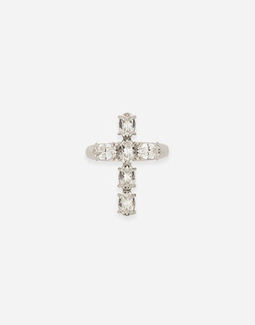 Dolce&Gabbana Ring with rhinestone-detailed cross Silver WEP8S1W1111
