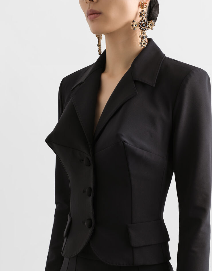 Dolce & Gabbana Chaqueta corta de botonadura sencilla de cady técnico Negro F27FBTFUUC7