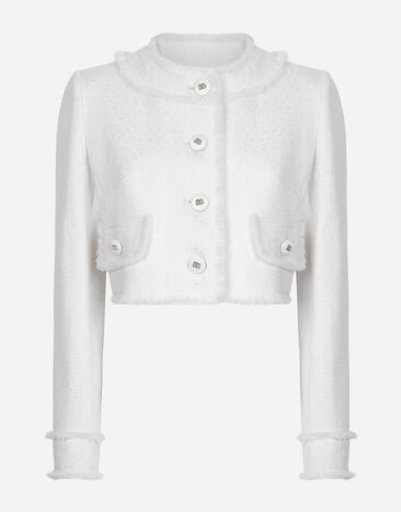 Dolce & Gabbana Short raschel tweed jacket Light Blue BB7652A1037