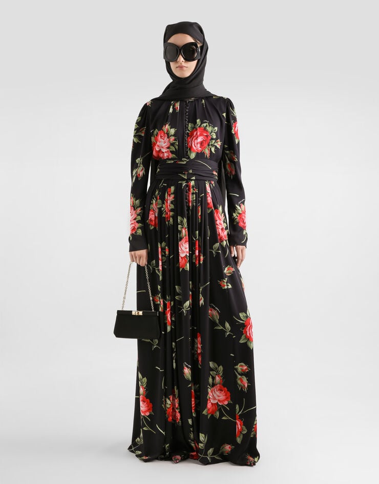 Dolce & Gabbana Vestido de crepé con estampado de buqués de rosas Dolce & Gabbana Vestido de crepé con estampado de buqués de rosas Multicolor F610MTFSA8Q