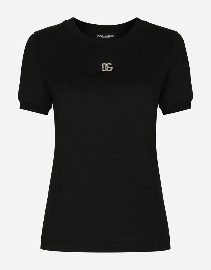 Jersey T-shirt with crystal DG embellishment in Black for | Dolce ...