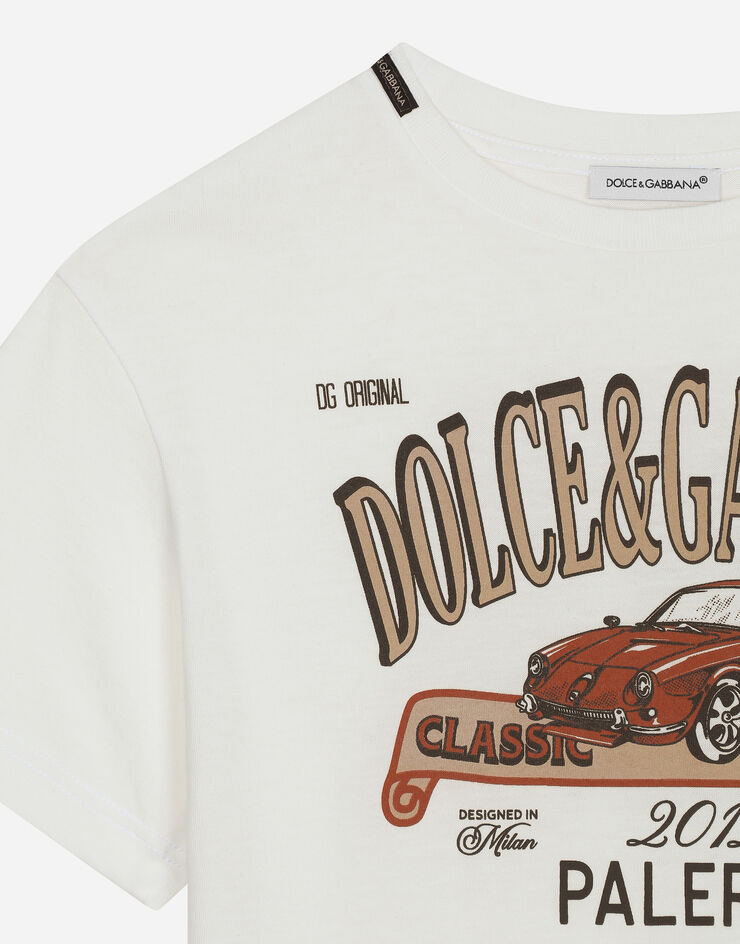 Dolce & Gabbana Jersey T-shirt with DG Palermo logo White L4JTHVG7NYA