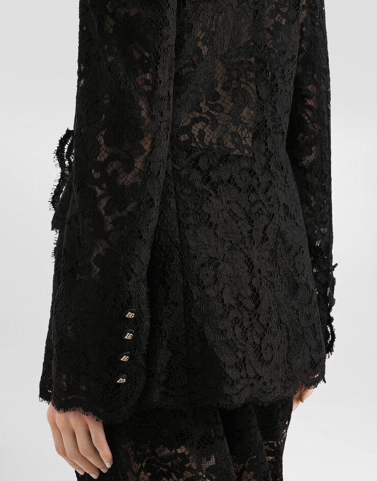 Dolce & Gabbana Double-breasted jacket in cordonetto lace Black F29TRTHLMTB
