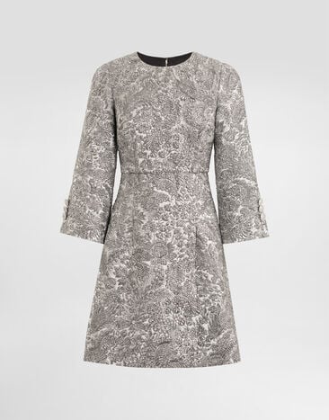 Dolce & Gabbana Floral lamé jacquard dress Silver F6TZIZFJZAL