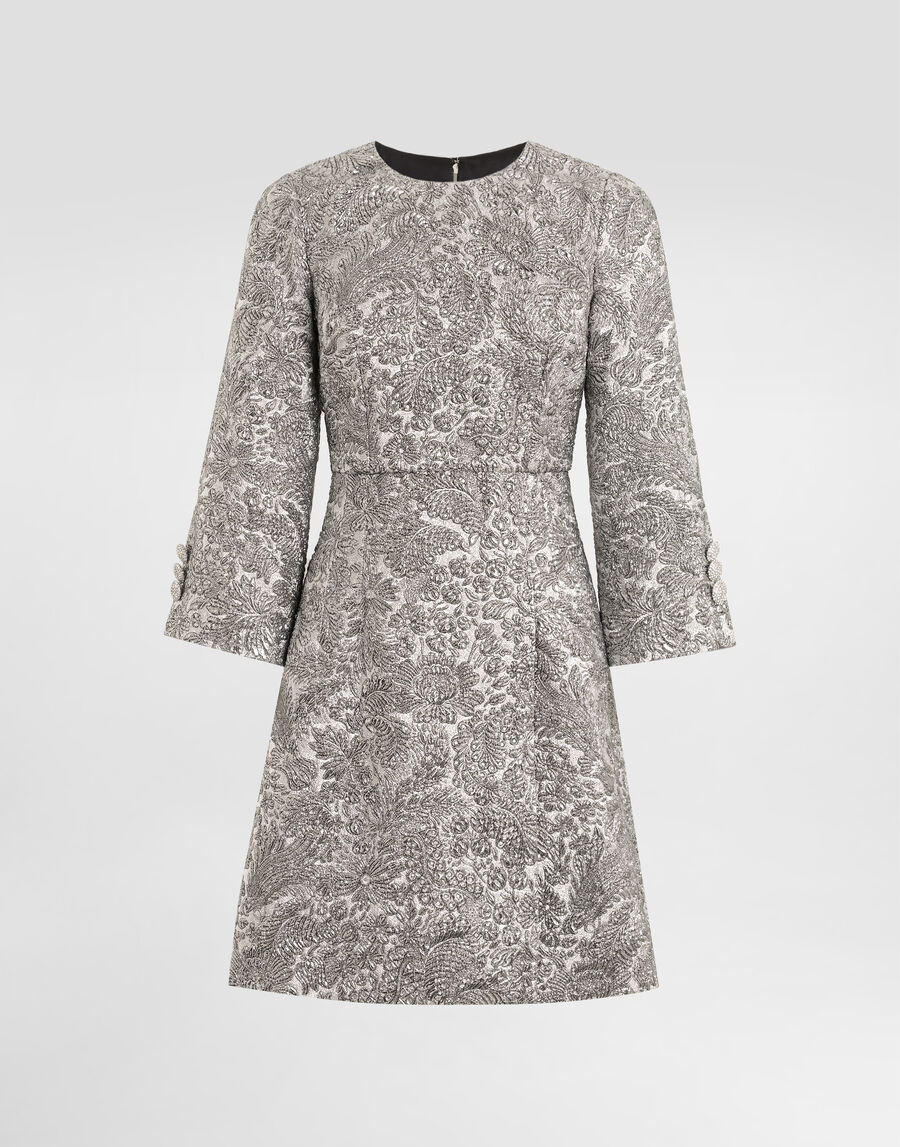 Floral lamé jacquard dress