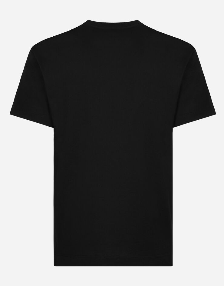 Dolce & Gabbana T-Shirt aus Baumwolle mit DG-Stickerei Schwarz G8PD7ZG7B9X