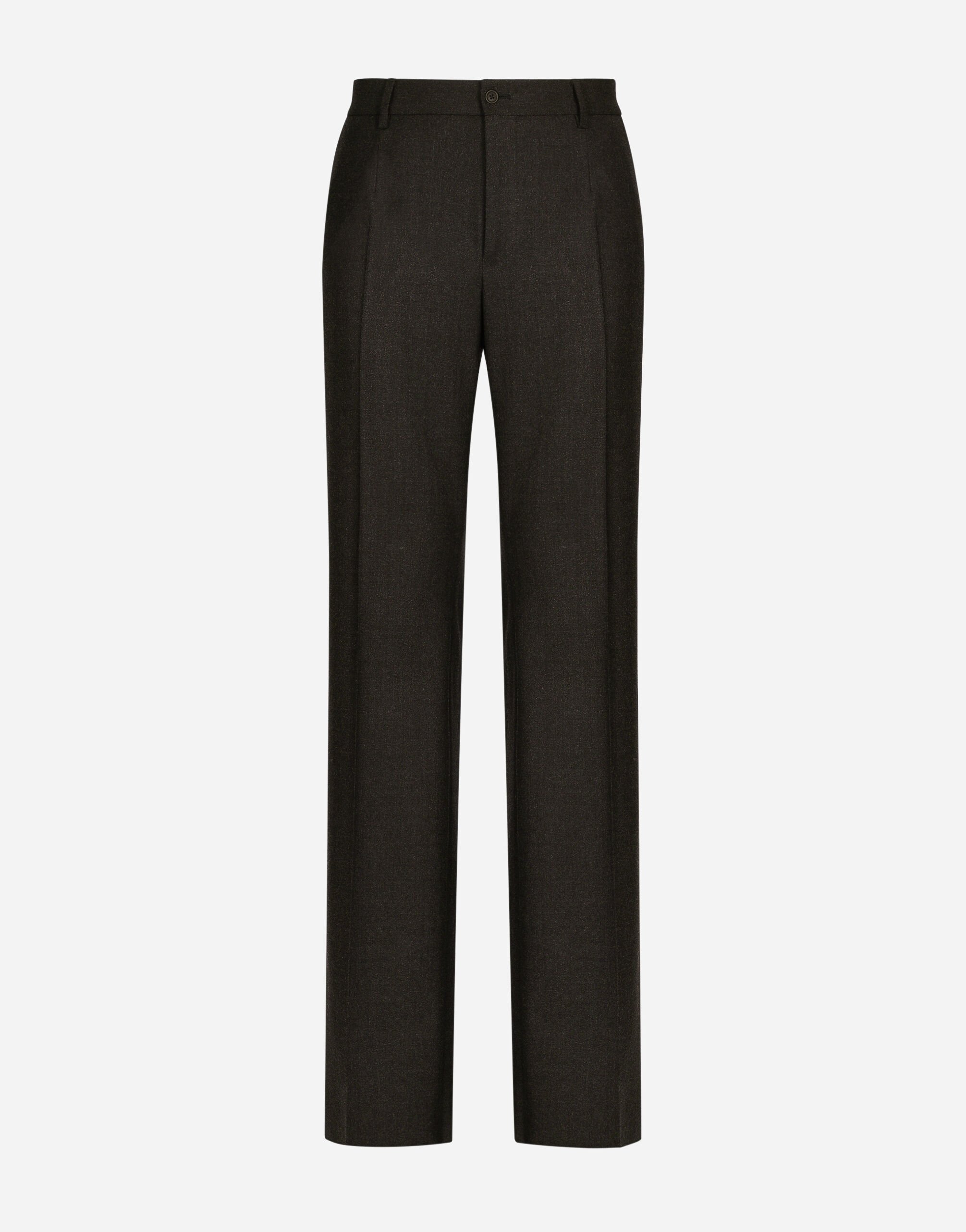 Dolce & Gabbana Pantalón de pernera recta en franela elástica Negro G9ZU0ZG7K4P