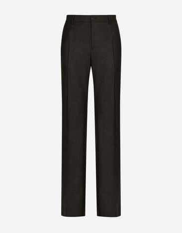 Dolce&Gabbana Stretch flannel straight-leg pants Brown G9AKKLHULS1