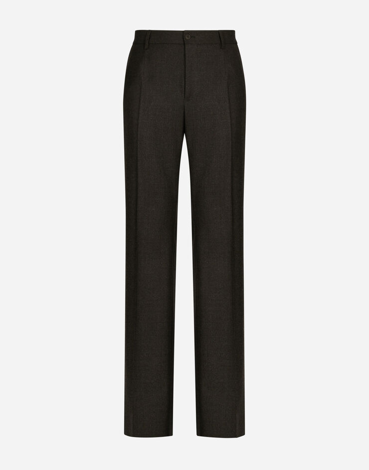 Stretch flannel straight-leg pants in Grey for Men | Dolce&Gabbana®